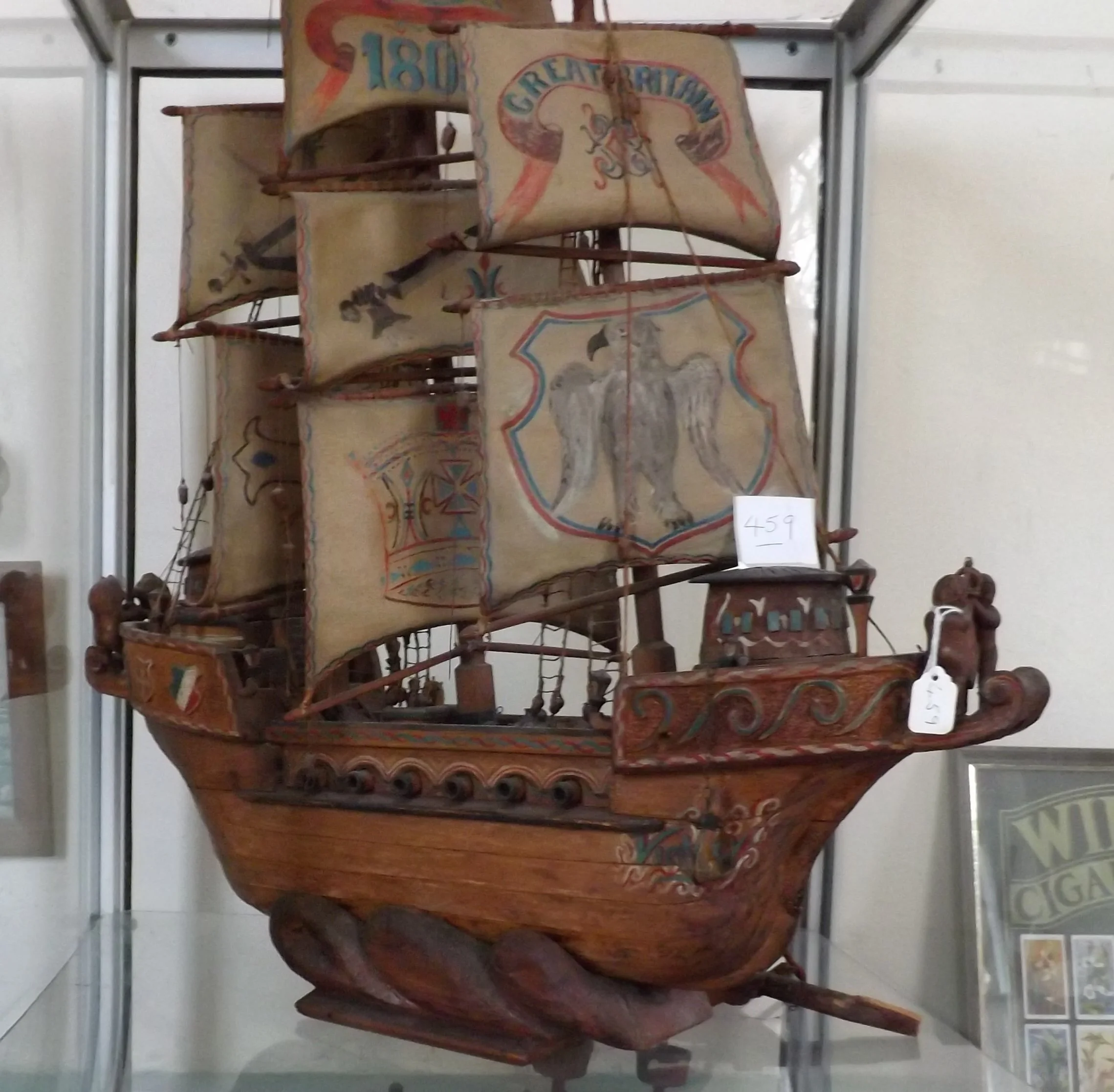 (a) & (b) Wooden boats made by German prisoners based at Arbury POW camp 1940-1945.