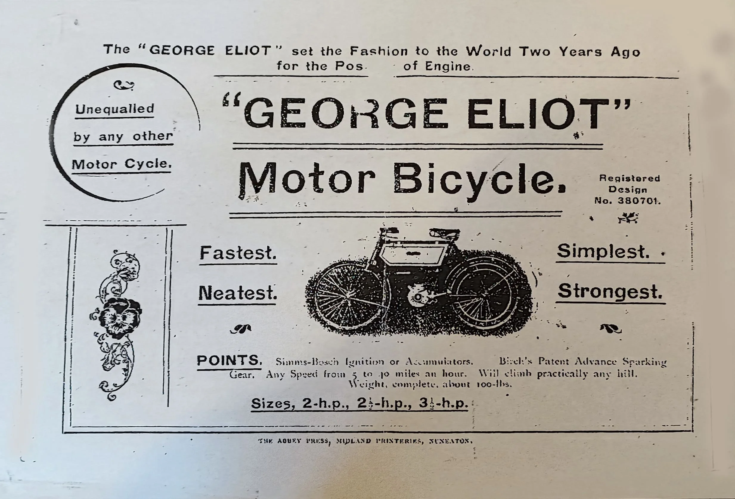 George Eliot Motor Bicycle Advert
