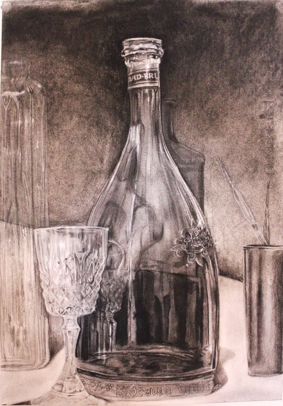 Crystal Glass, Charcoal, 36x48