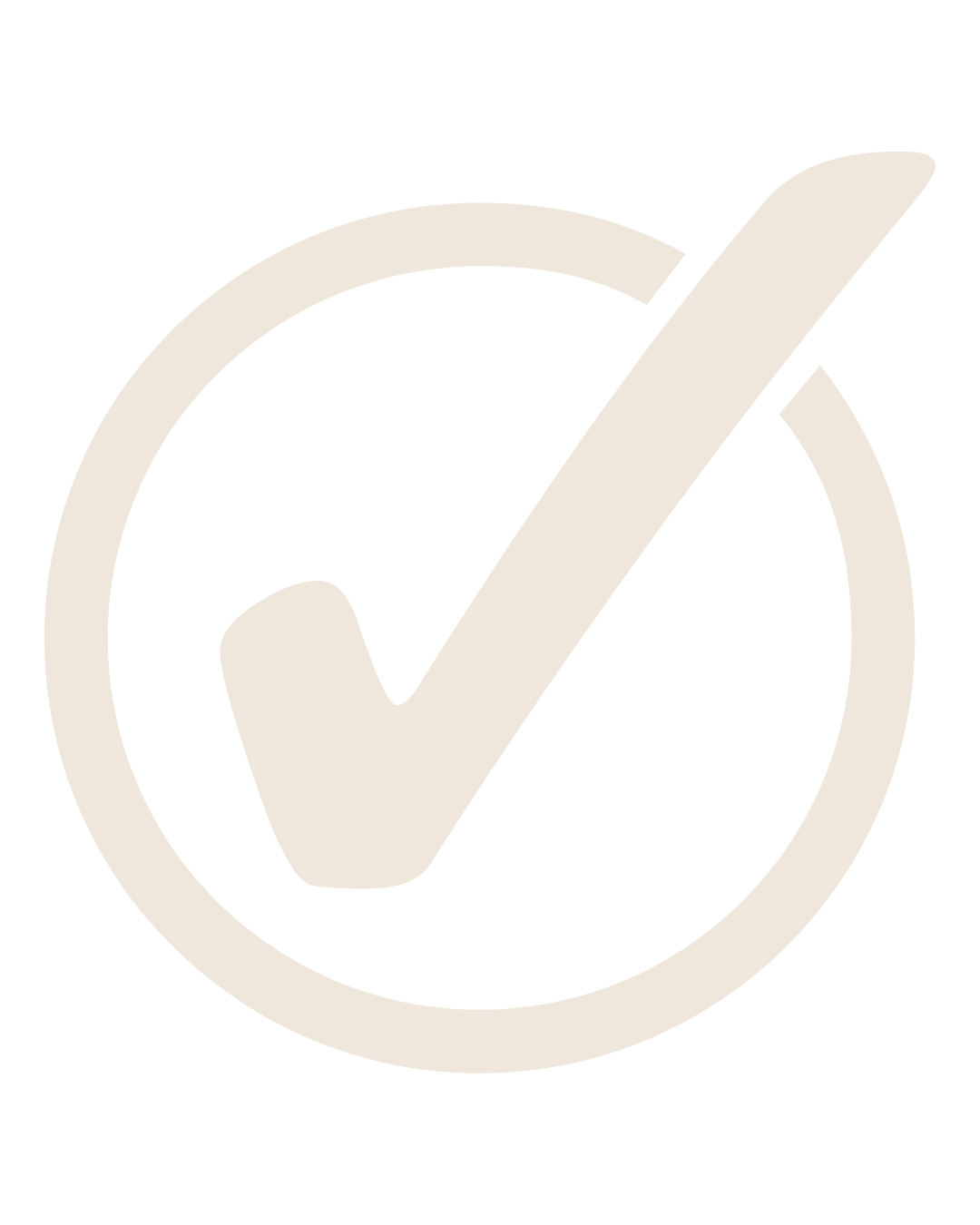 Black and white checkmark icon inside a circle.