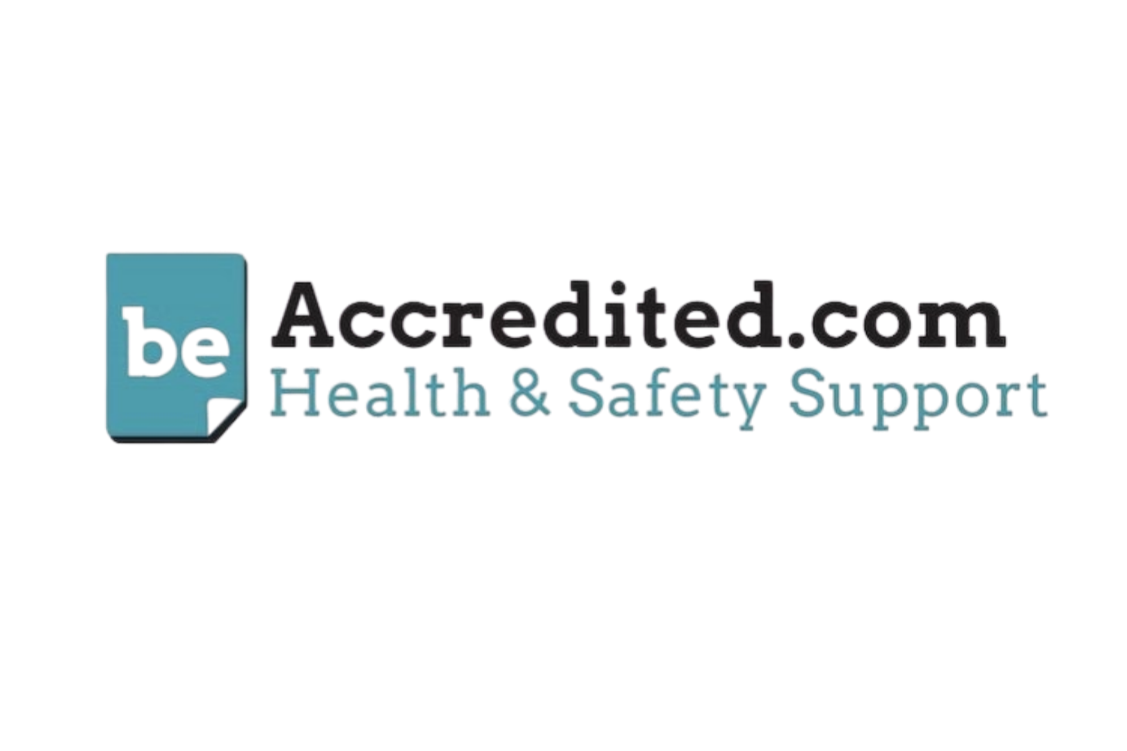 Logo of be Accredited.com with the tagline Health & Safety Support.