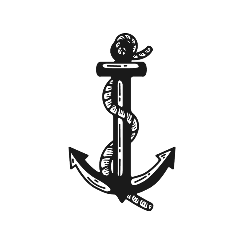 Vector drawing of an old fashioned ship anchor.
