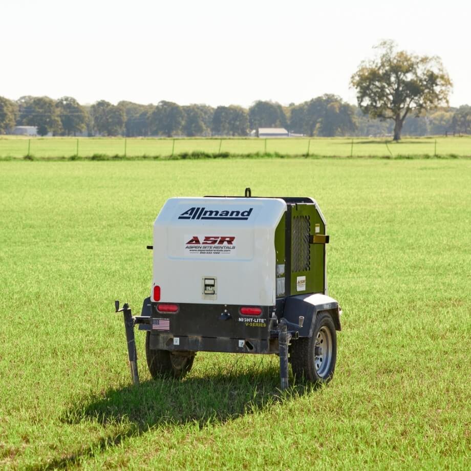Towable Allmand power generator rental for jobsites and events