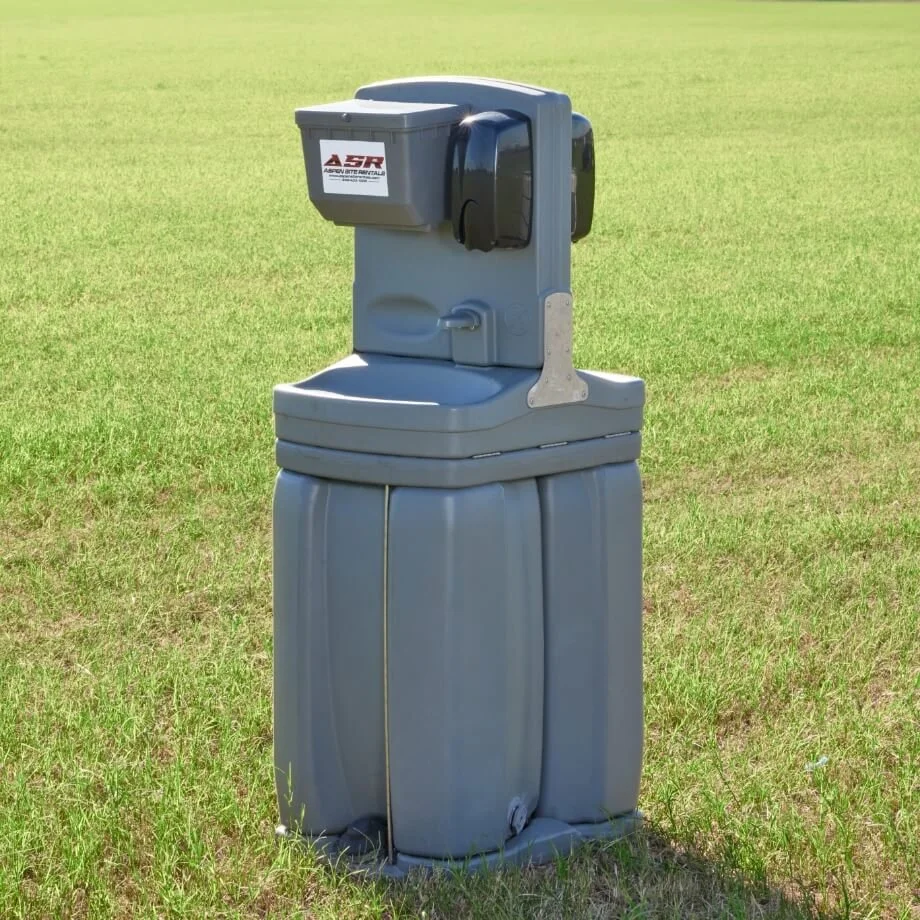Freestanding portable hand-washing station with sink and towel dispenser