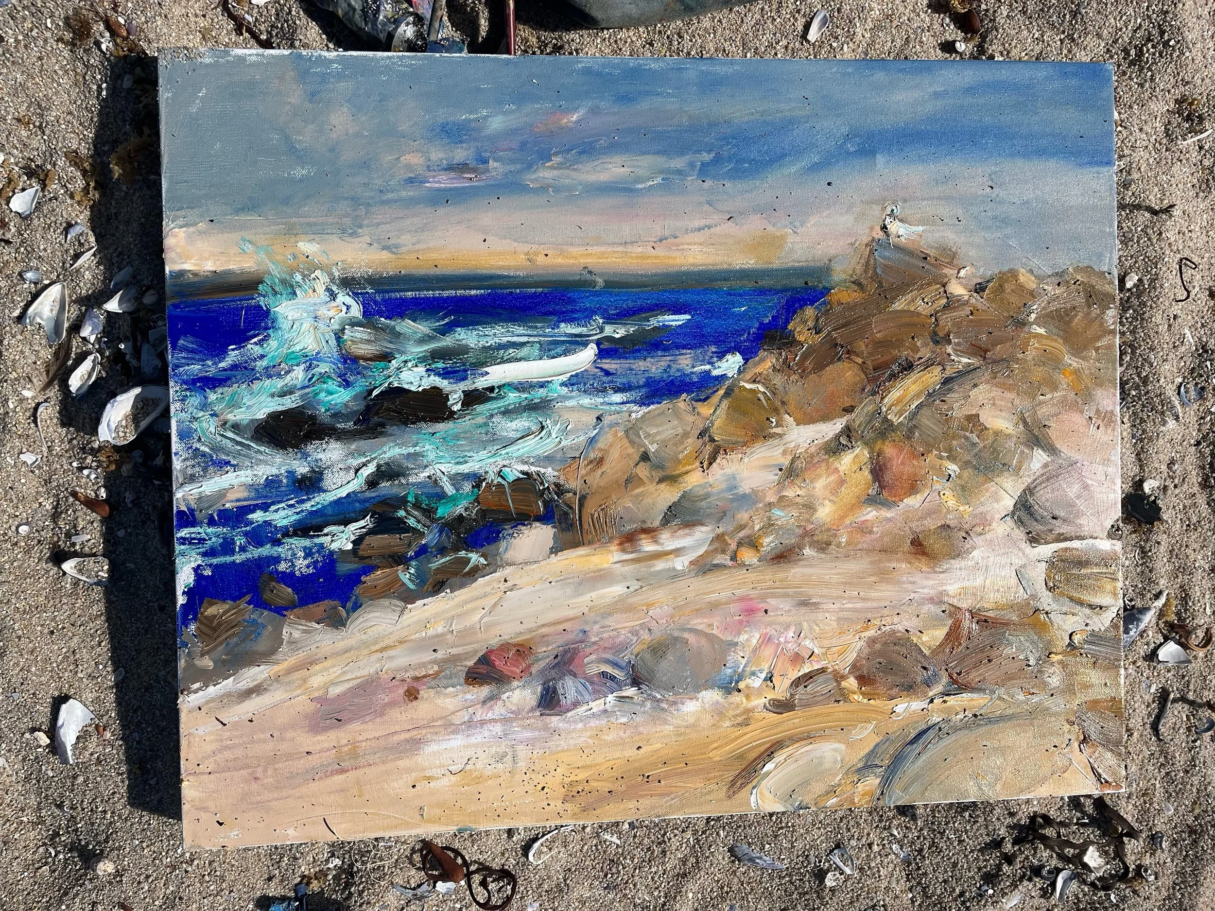 POV: You thought painting by the ocean would be * peaceful
Instead, I was fighting the wind, dodging waves, and trying not to wear half the painting home.
I&rsquo;d say it was worth it.
#pleinairpainting #oilpainting #seascapepainting #artistlife #pa
