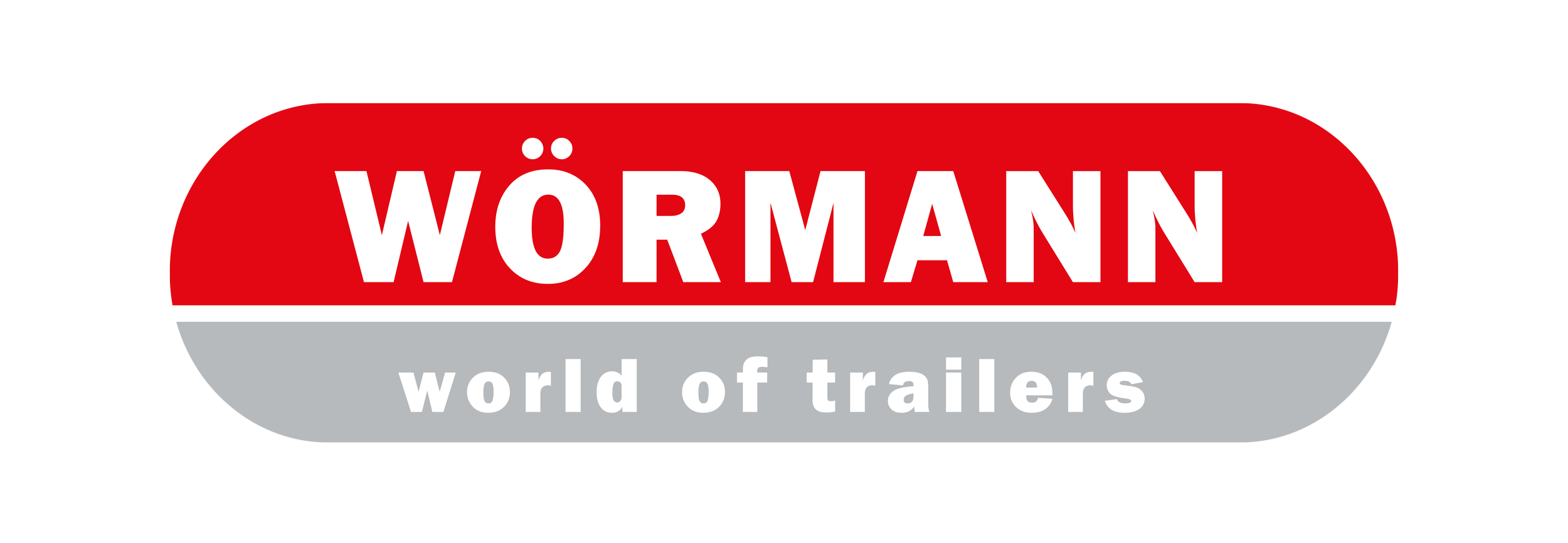 Logo mit rotem oberen und grauem unteren Bereich, weißer Text 'WÖRMAN' im roten Bereich, grauer Text 'world of trailers' im unteren Bereich.