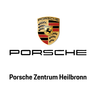 Das Bild zeigt das Logo des Porsche-Zentrums Heilbronn mit dem Porsche-Emblem oben und dem Schriftzug darunter.