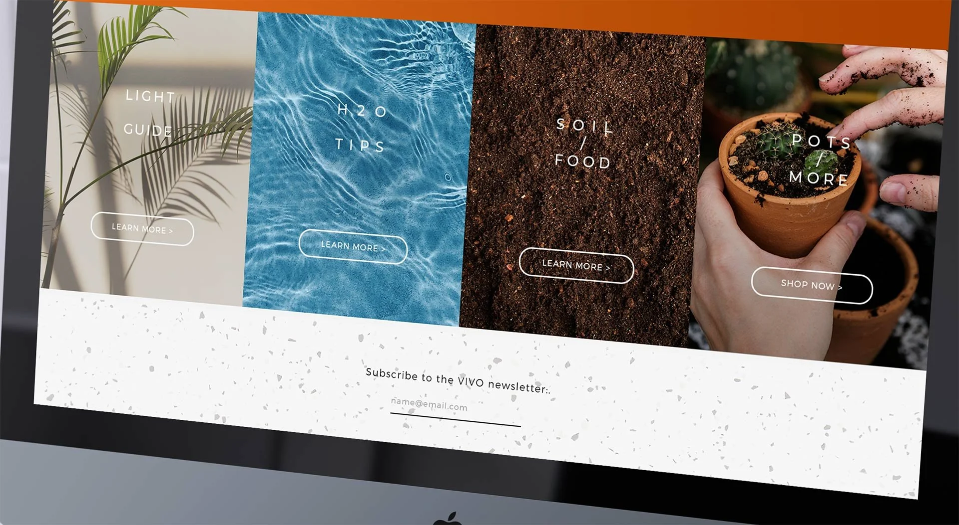 Online store site navagation screen.