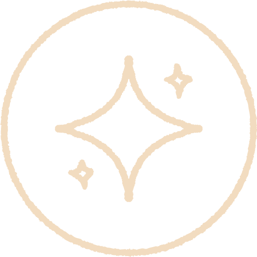 A minimalist logo with a black background and ivory-colored stars and a central diamond shape.