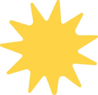 Yellow starburst shape with irregular points on a black background.