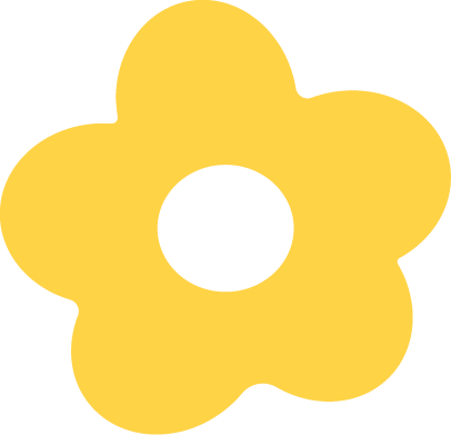 Yellow flower-shaped object with a central hole.