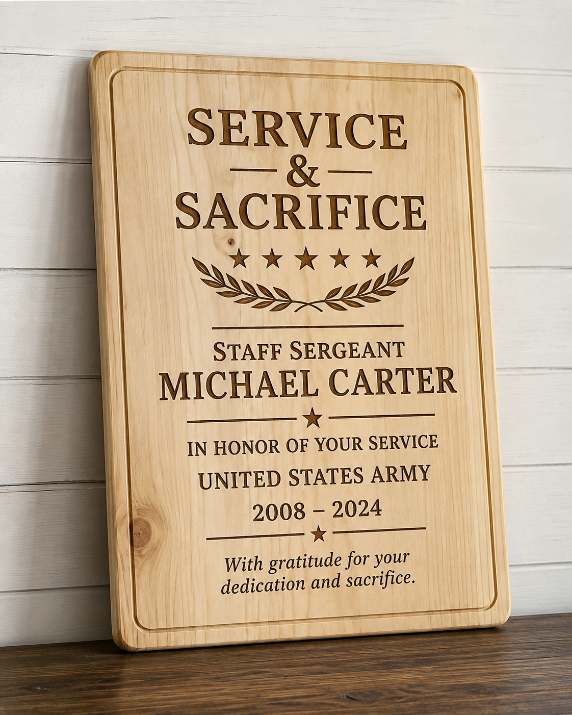 Service & Sacrifice Military Plaque