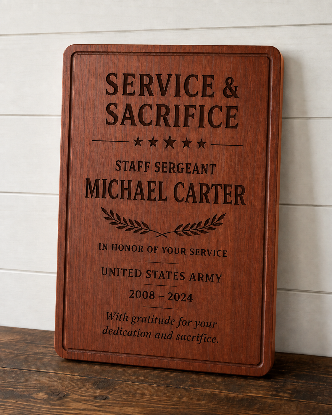 Service & Sacrifice Military Plaque