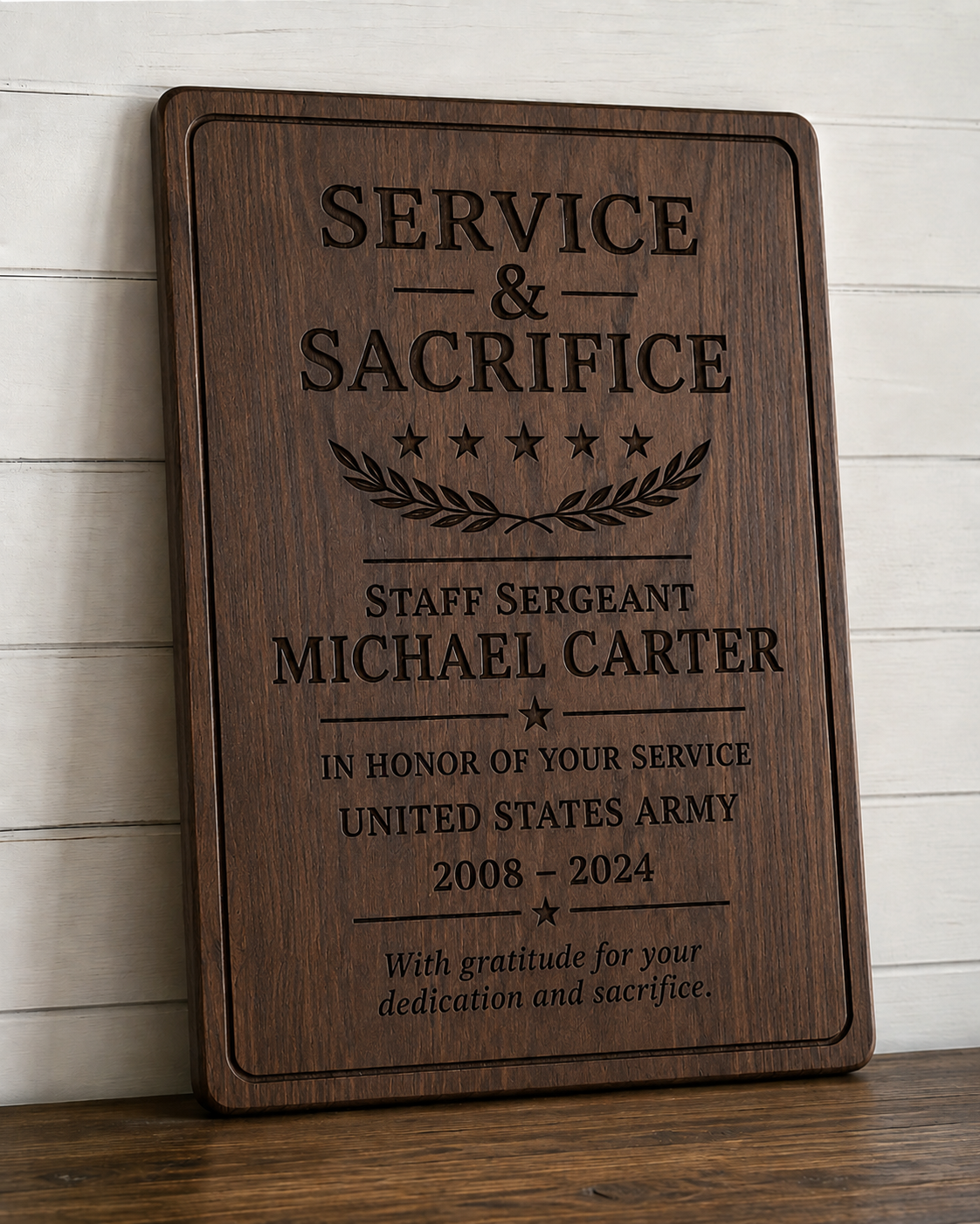 Service & Sacrifice Military Plaque