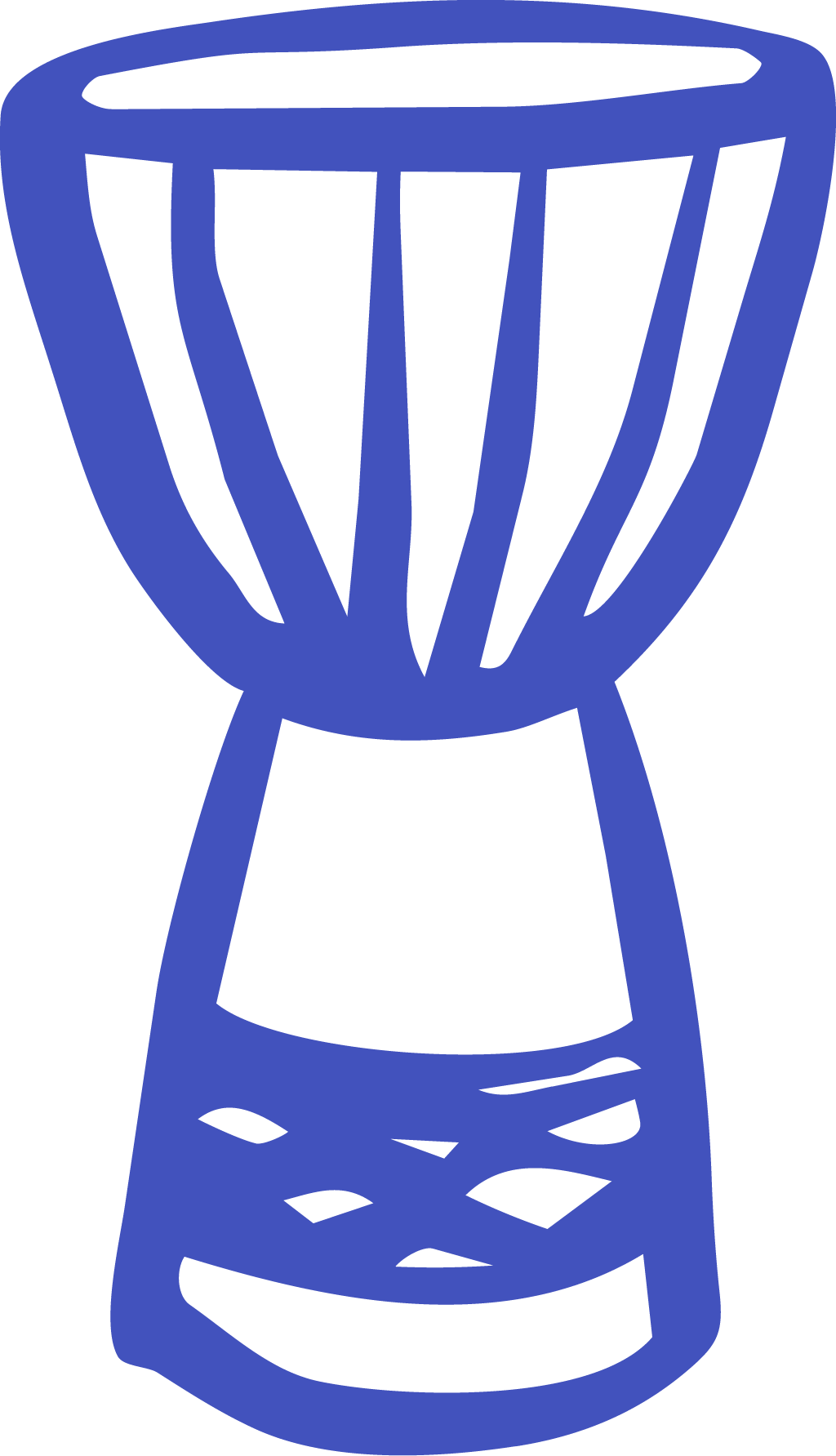 An illustration of a bongo drum in indigo