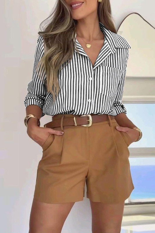 Black & White Striped Button Down
