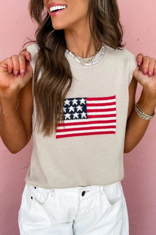 American Flag - Sleeveless Sweater Vest