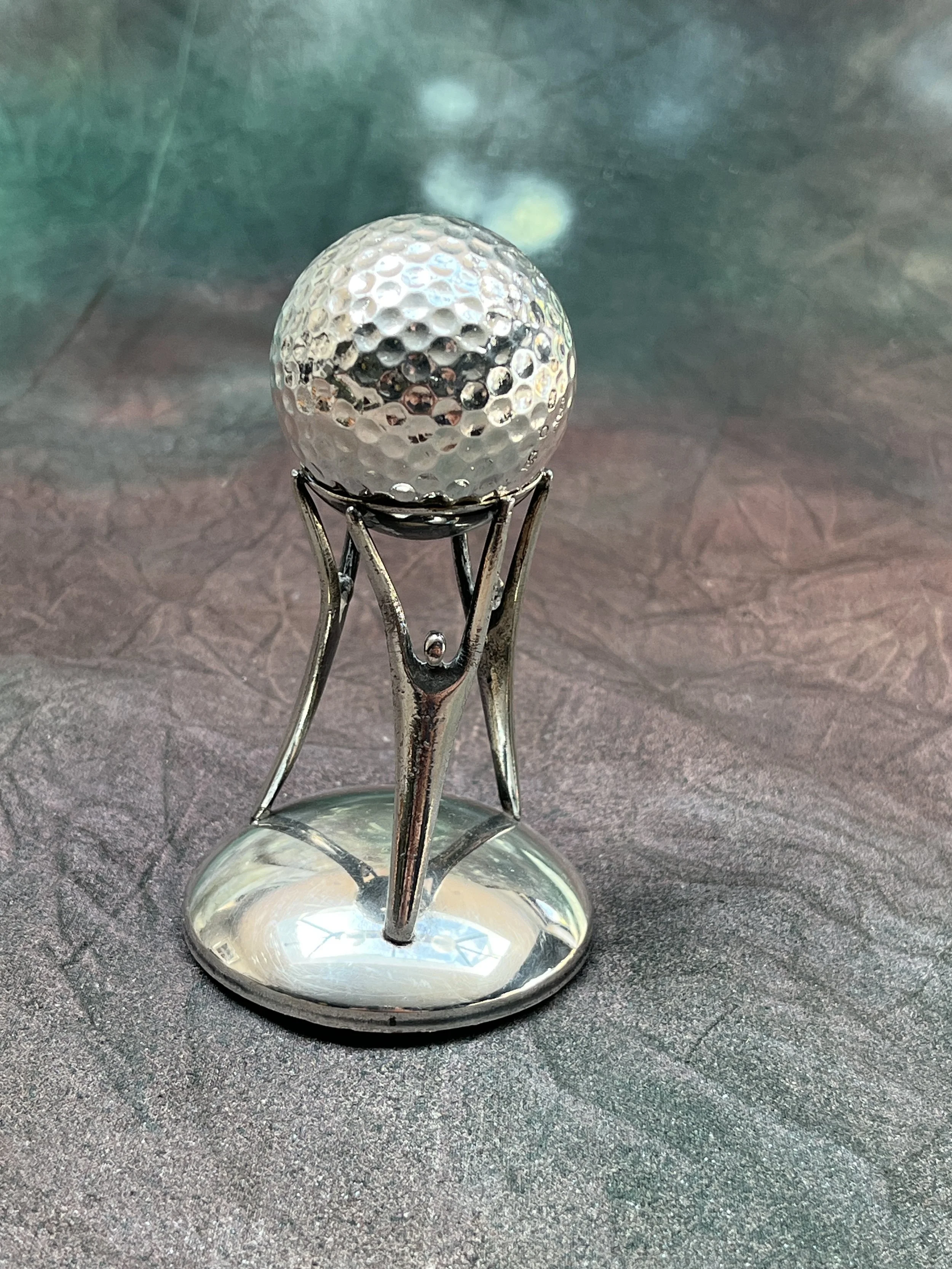Hallmarked Silver‑Wrapped Golf Ball — Decorative Object