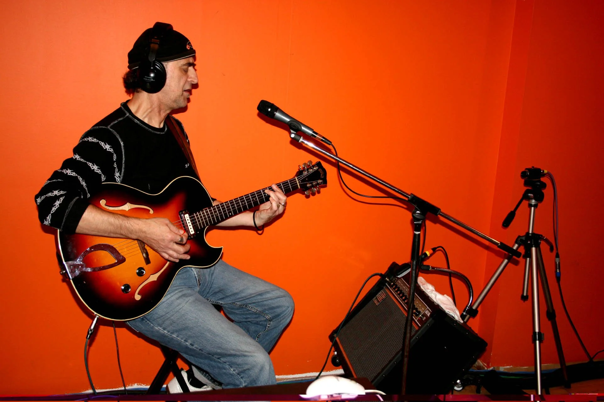 Ken recording From A Distance album at Fluid Studios, Saint John. 2007. Credit: Tony Tobias.
