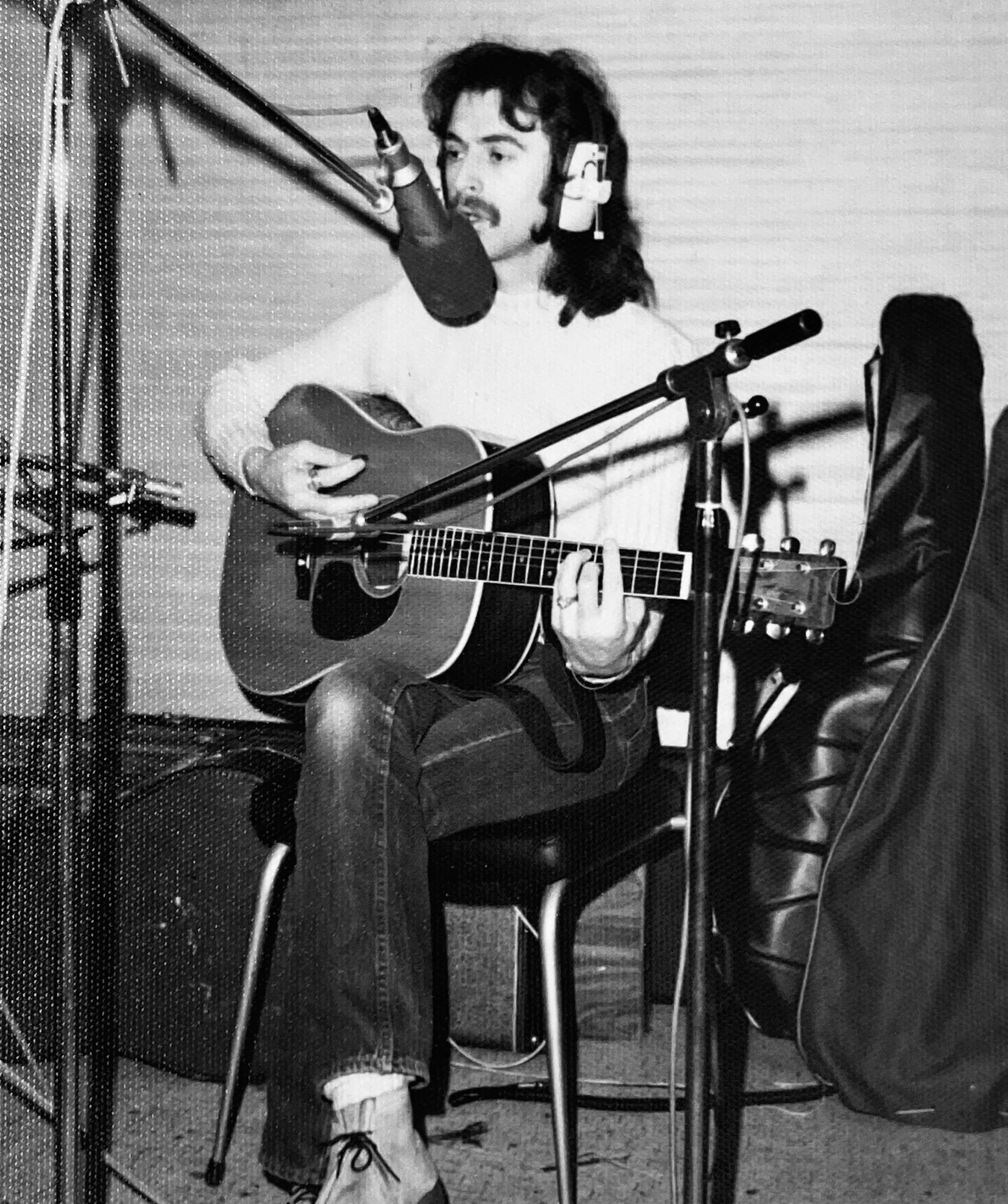Ken laying down tracks for Magic's In The Music album in Air Studios in London, UK. 1973. Photo: Tony Tobias.