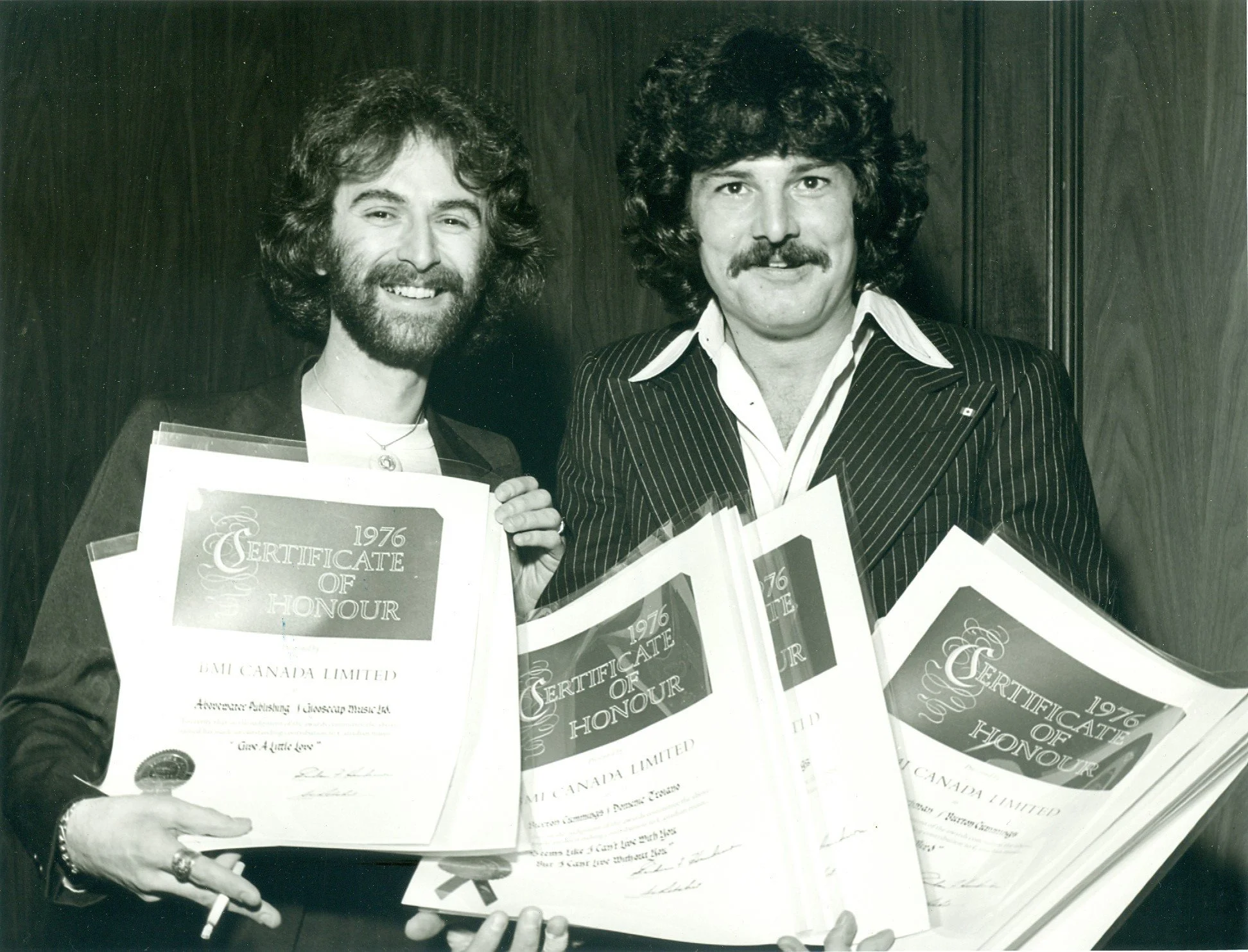 Ken and Burton Cummings collecting their BMI Awards 1976. 