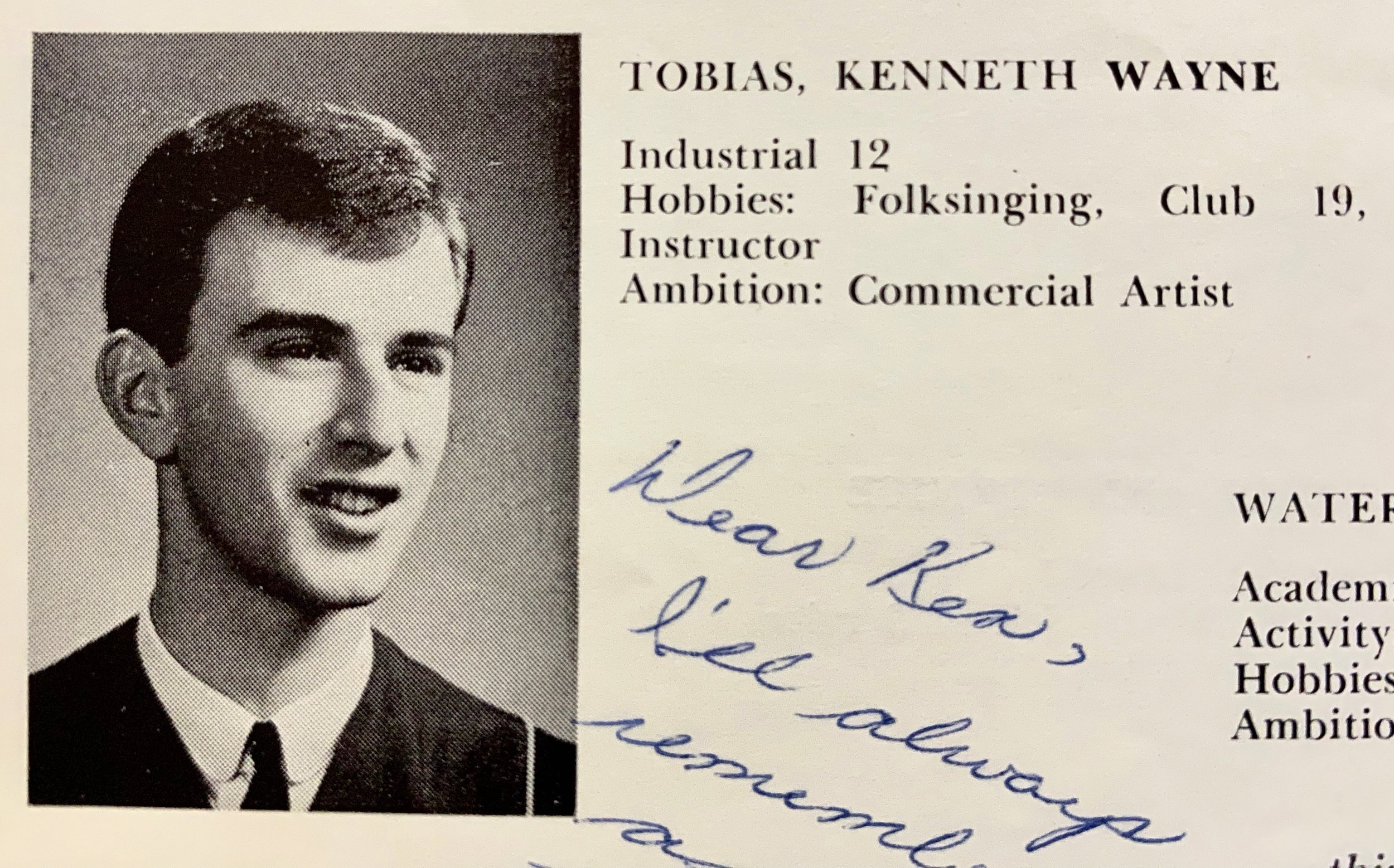 Ken's graduation year book entry. Simonds Regional High School, Saint John, New Brunswick, Canada.