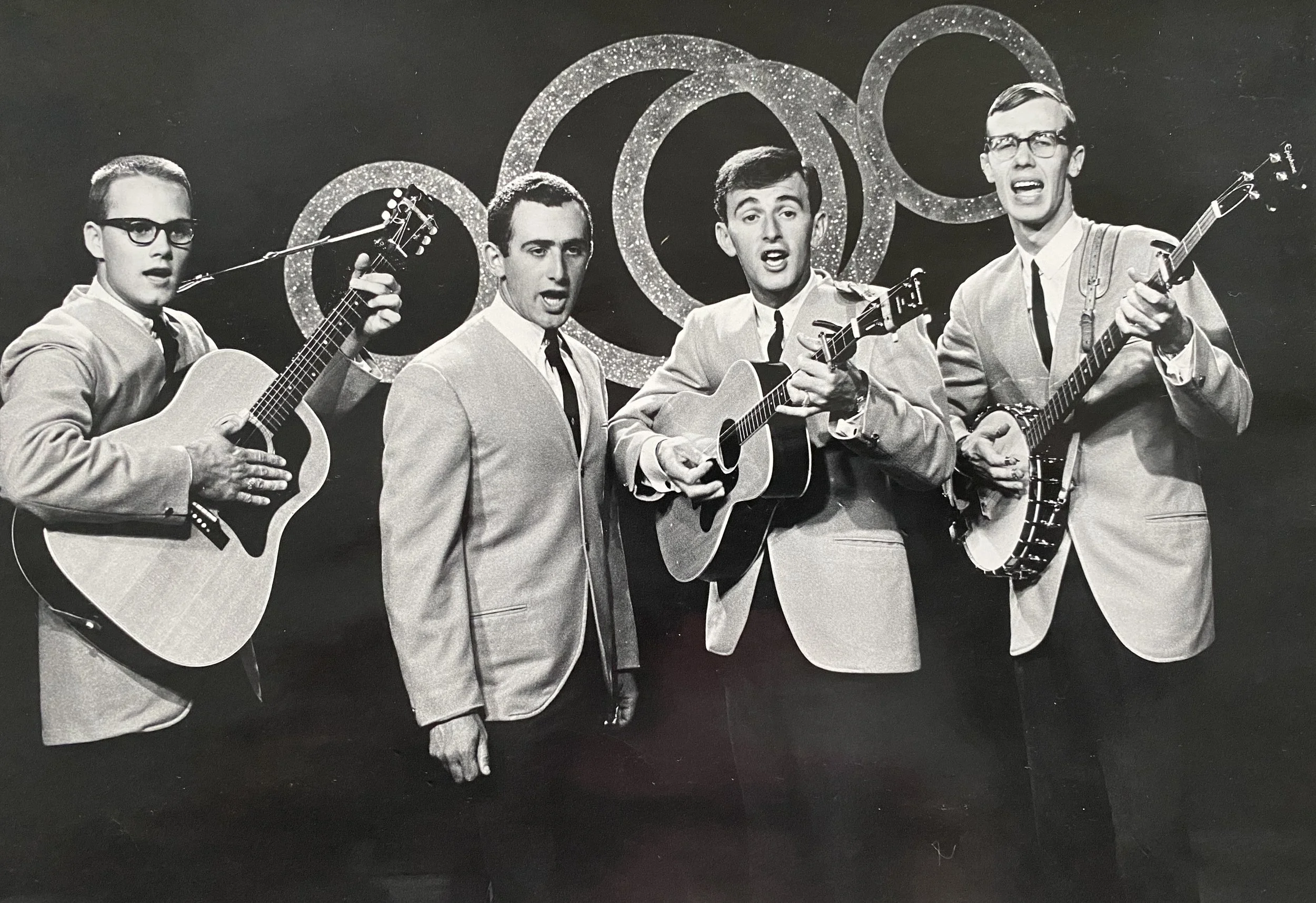The Ramblers - looking more polished and professional like other folk-pop artists of the day e.g. Brothers Four, Kingston Trio, Journeymen. On the set of CHSJ's TV House Party.