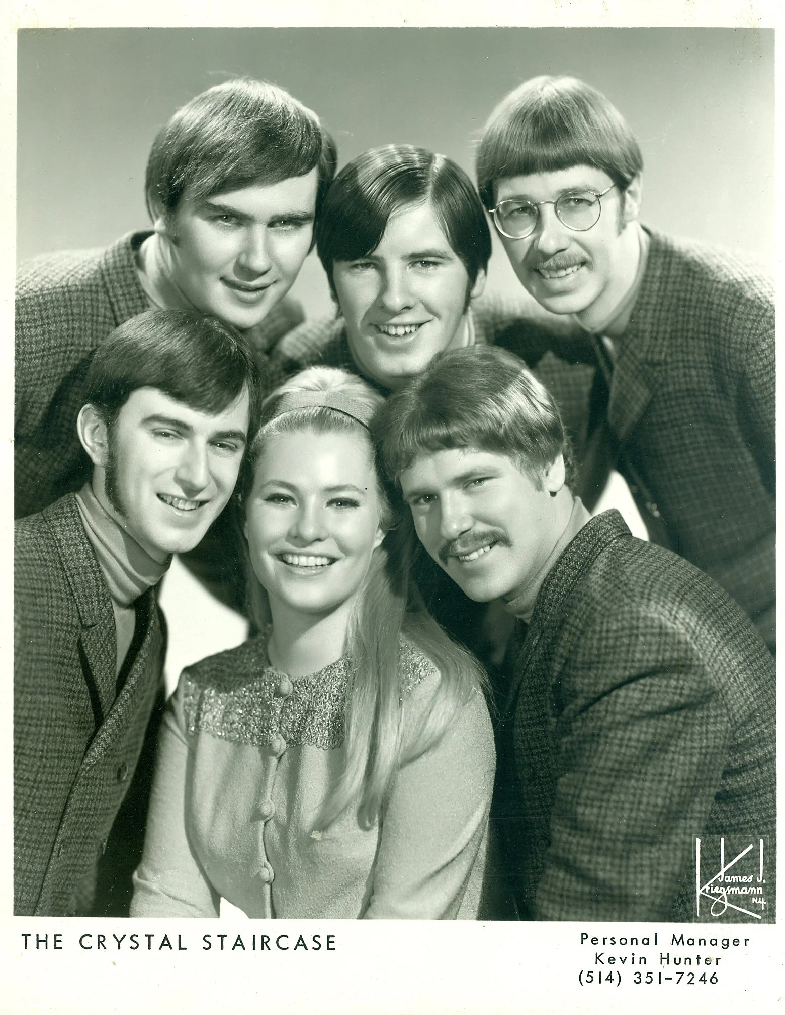 CLICK PHOTO FOR LISA HARTT VIDEO IN MEMORY OF KEN: The Crystal Staircase, Montreal 1966. BR L-R: Don Stevens, Charlie Clark, Mike Waye. FR L-R: Ken, Lisa Hart, Skip Layton. Photo: James J. Kregsmann.