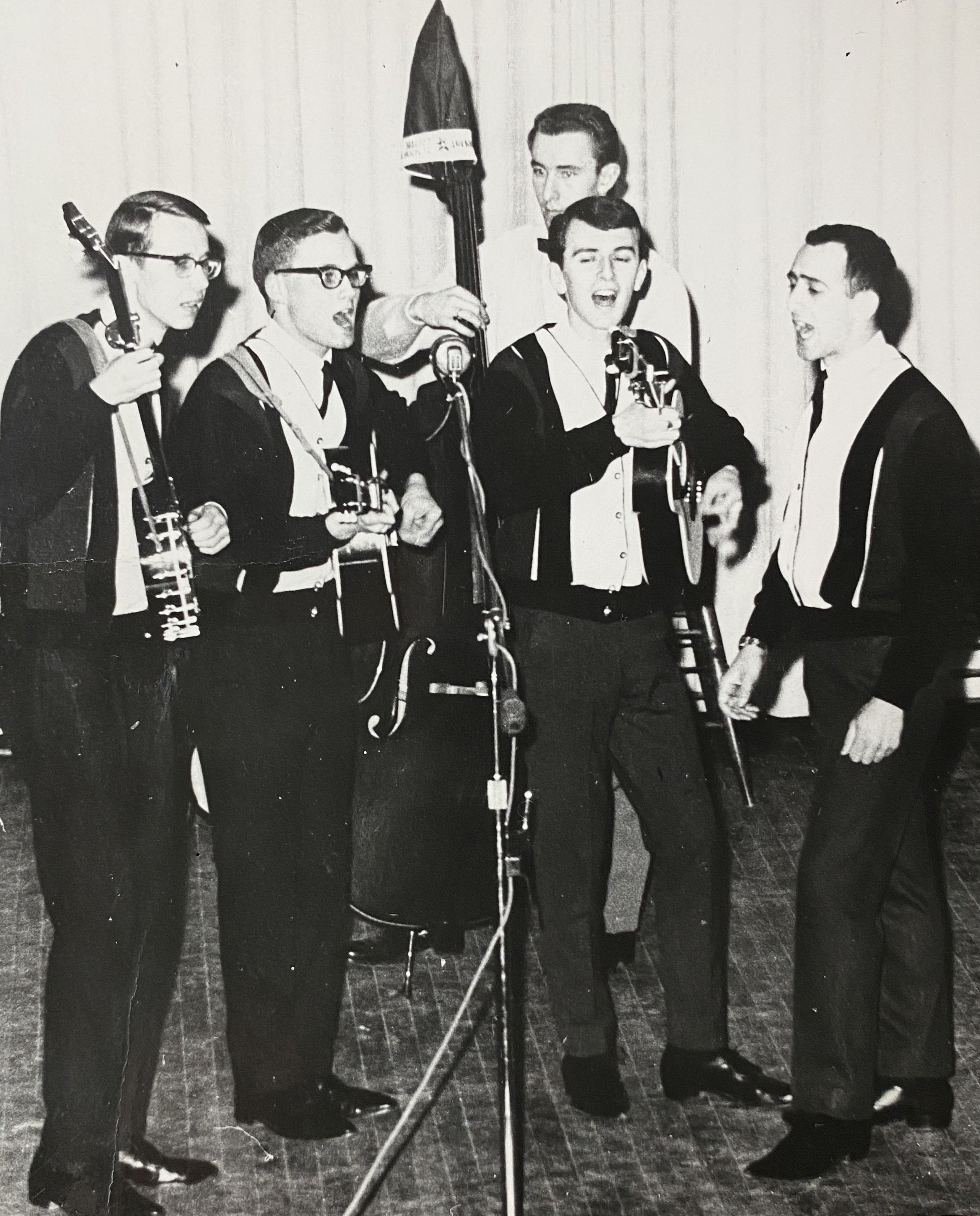 The Ramblers playing Winter Carnival at Acadian community of Memramcook, New Brunswick. circa 1963.