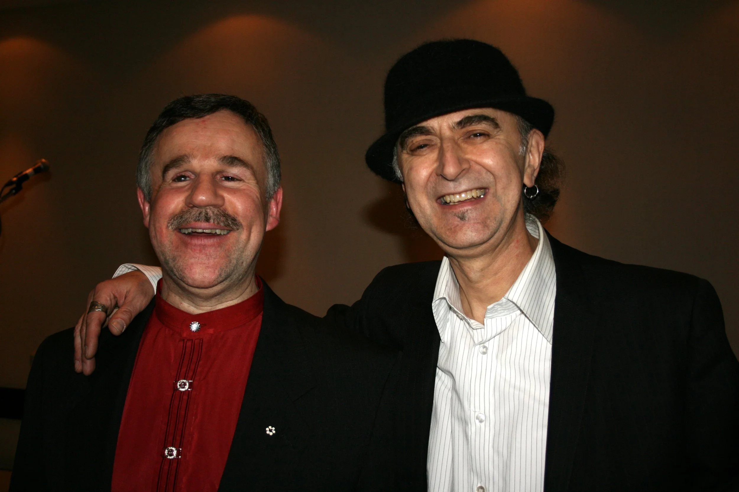 CLICK PHOTO FOR VIDEO: Ken with renowned Newfoundland singer-songwriter Terry Kelly at the CNIB Toronto where they performed a duet of Ken's hit "Every Bit of Love". 2009. photo: Tony Tobias. 
