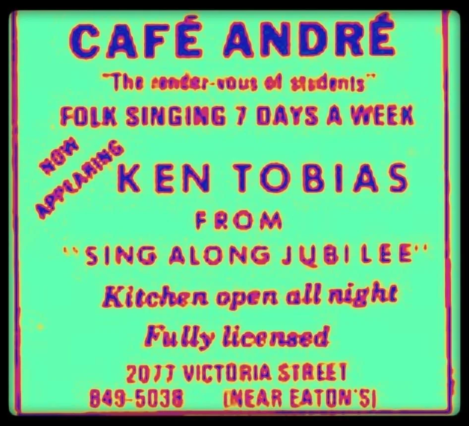 Vintage poster from Cafe Andre, Montreal where Ken and his trio played for many weeks.