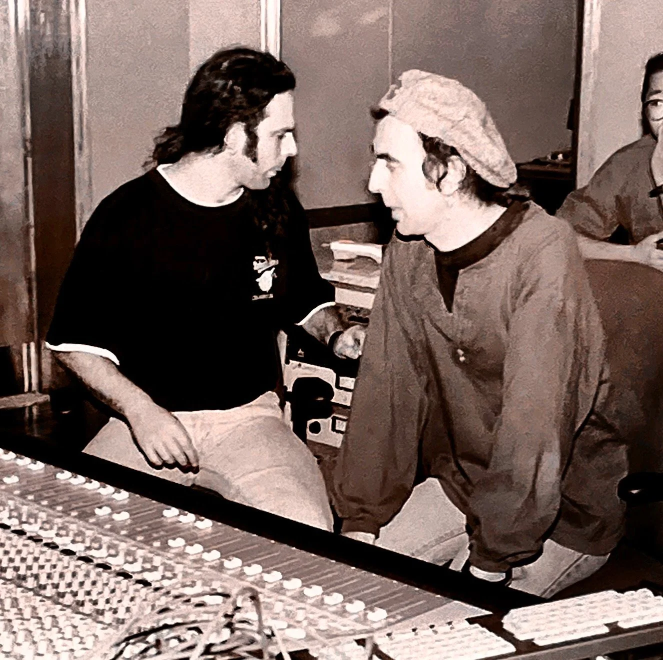 Ken recording at Reaction Studios in Toronto with Engineer James Stewart. 1993. Photo: Tony Tobias.