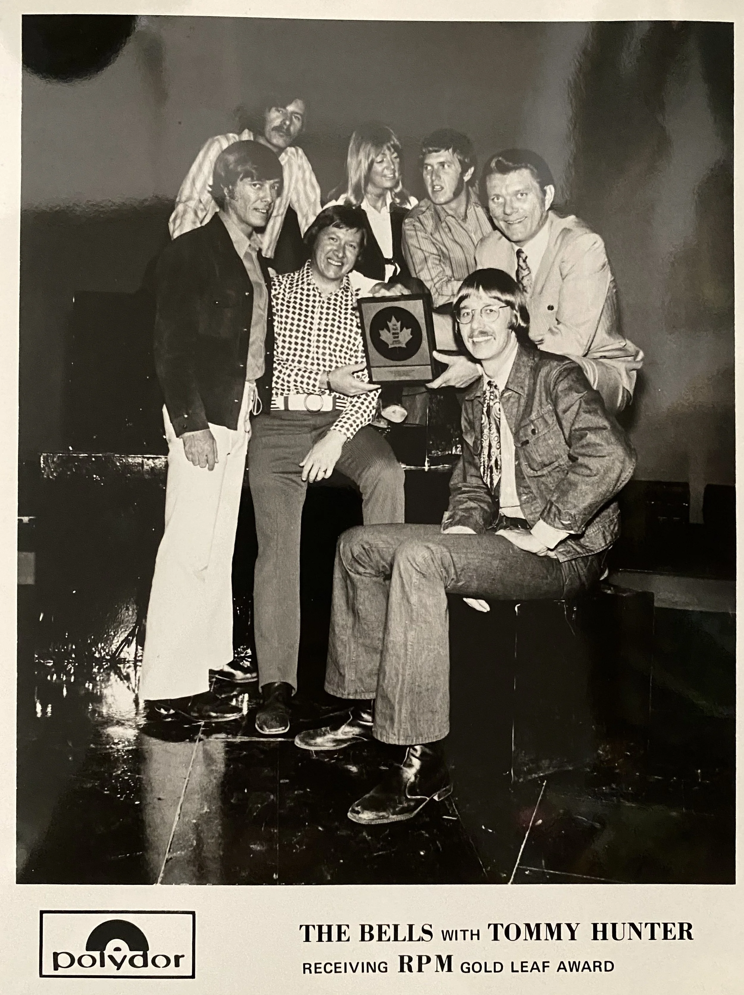The Bells with Tommy Hunter receiving RPM Maple Music Award the forerunner of the Juno Award. 