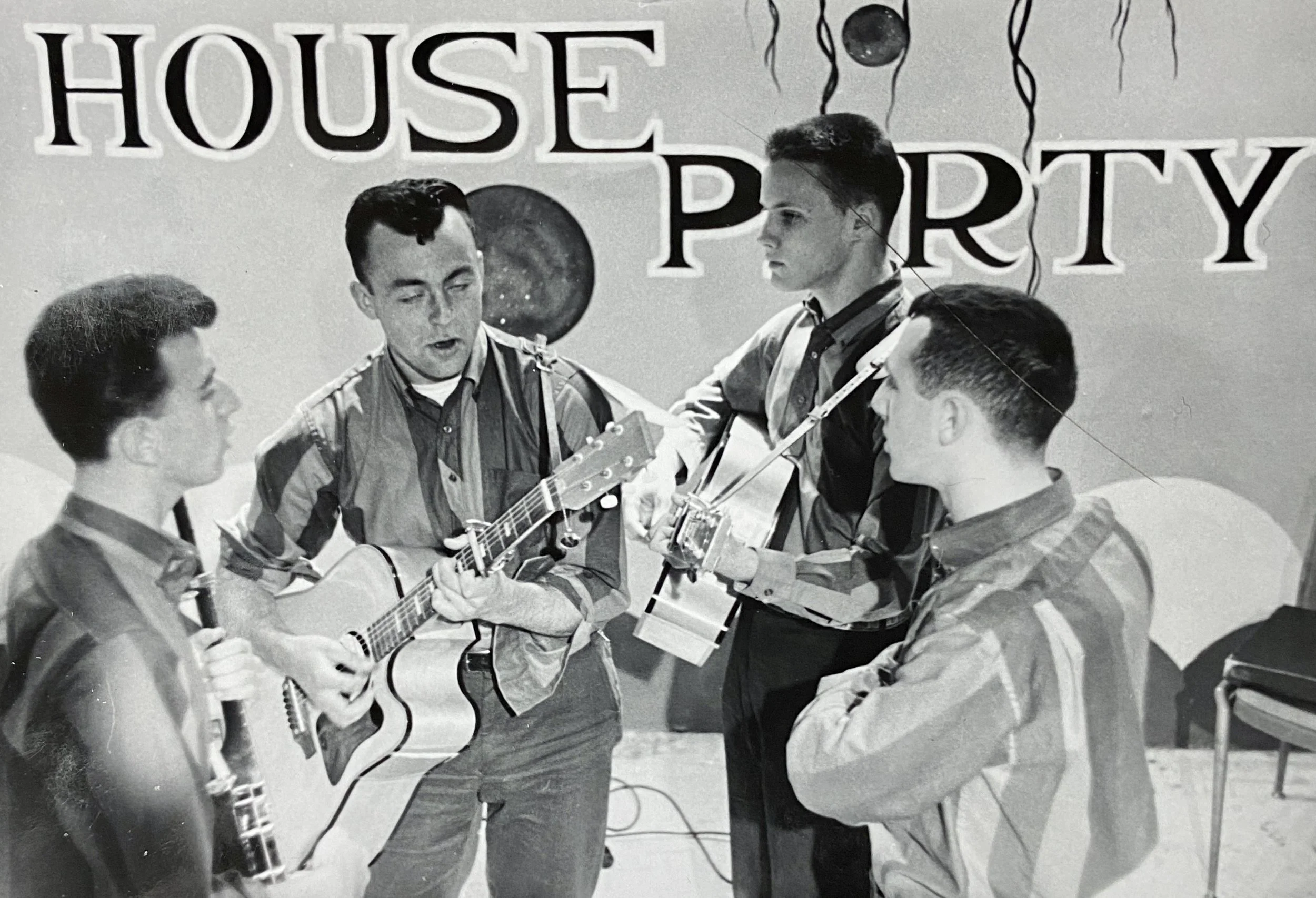 It really started with The Ramblers making music in the Tobias house basement. Then on to CHSJ TV House Party for many appearances. Founding members: L-R: Ken Tobias, Norman Pierce, Bob Bonnell, Tony Tobias.