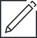 Icon of a pencil writing on a square