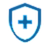 Blue digital shield icon with a lock symbol in the center.
