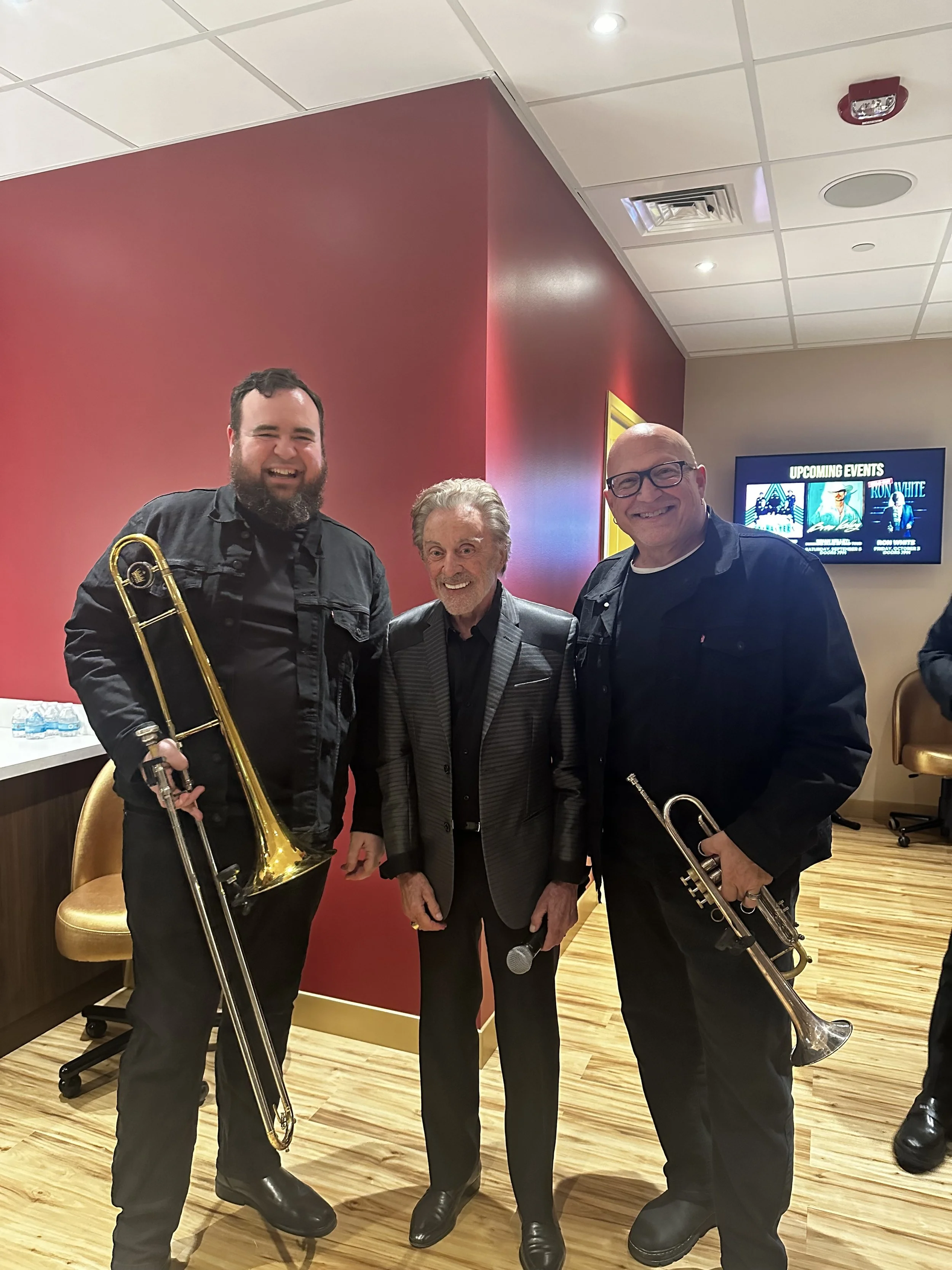 Scott and Vinnie Ciesielski backstage with Frankie Valli and the Four Seasons