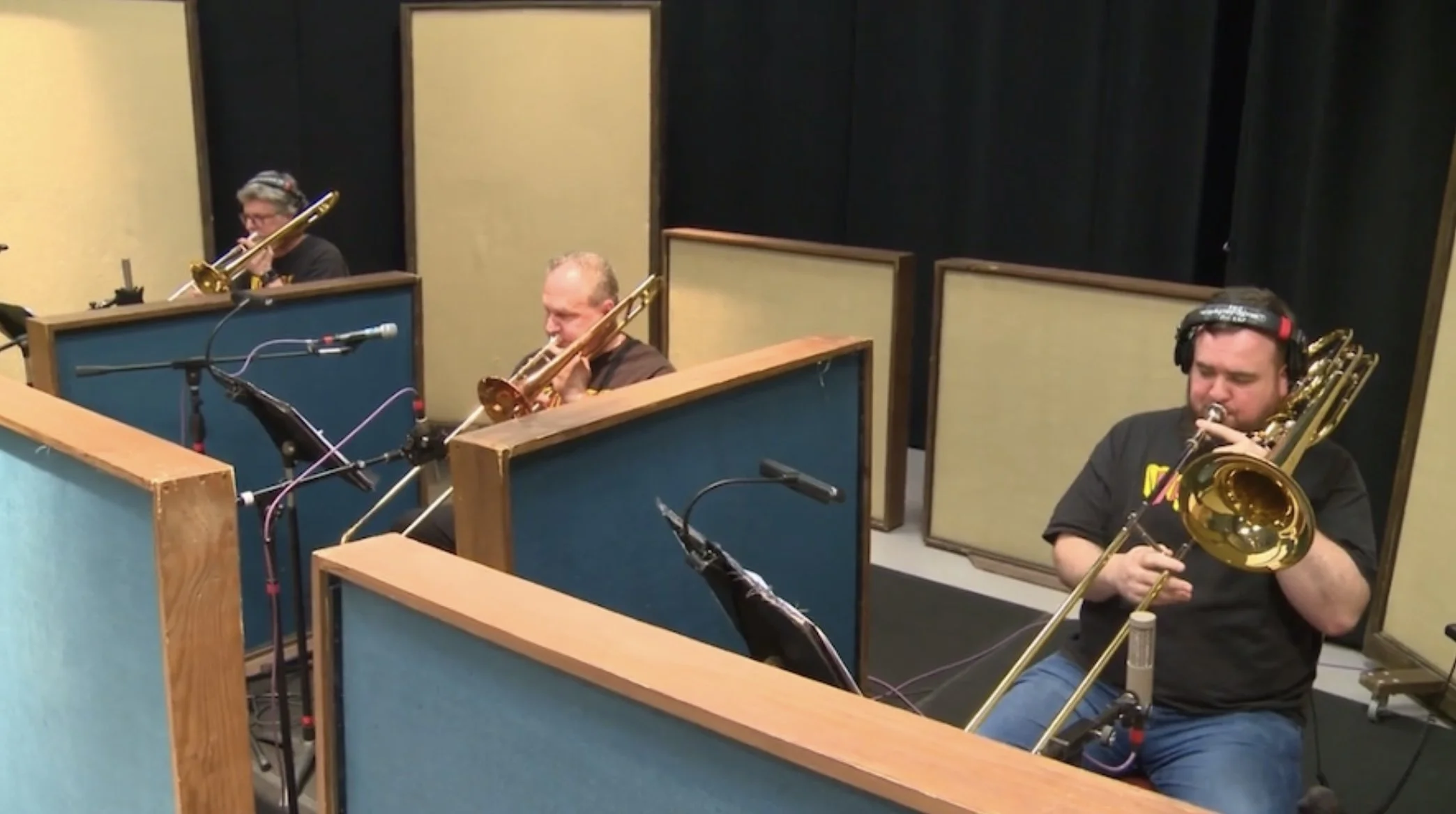 Scott B. Hearn recording bass trombone in a Nashville recording session