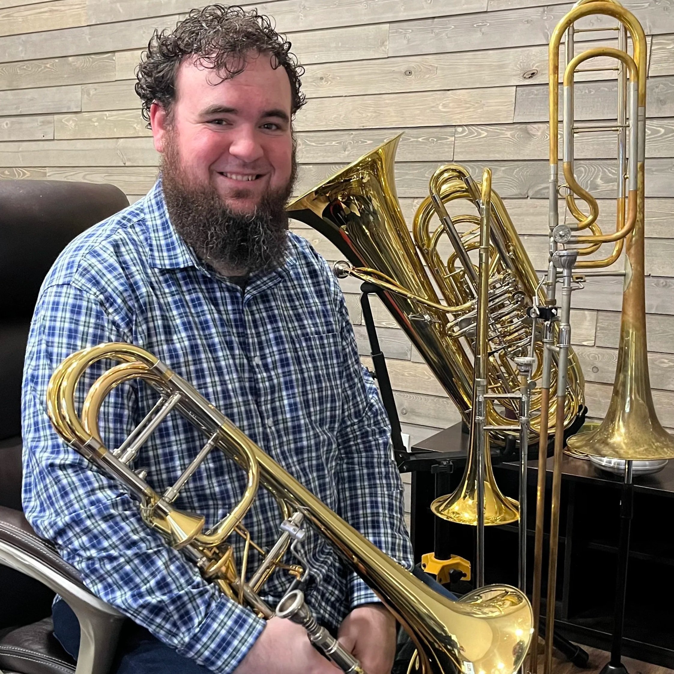 Portrait of Nashville musician Scott B. Hearn in his home studio