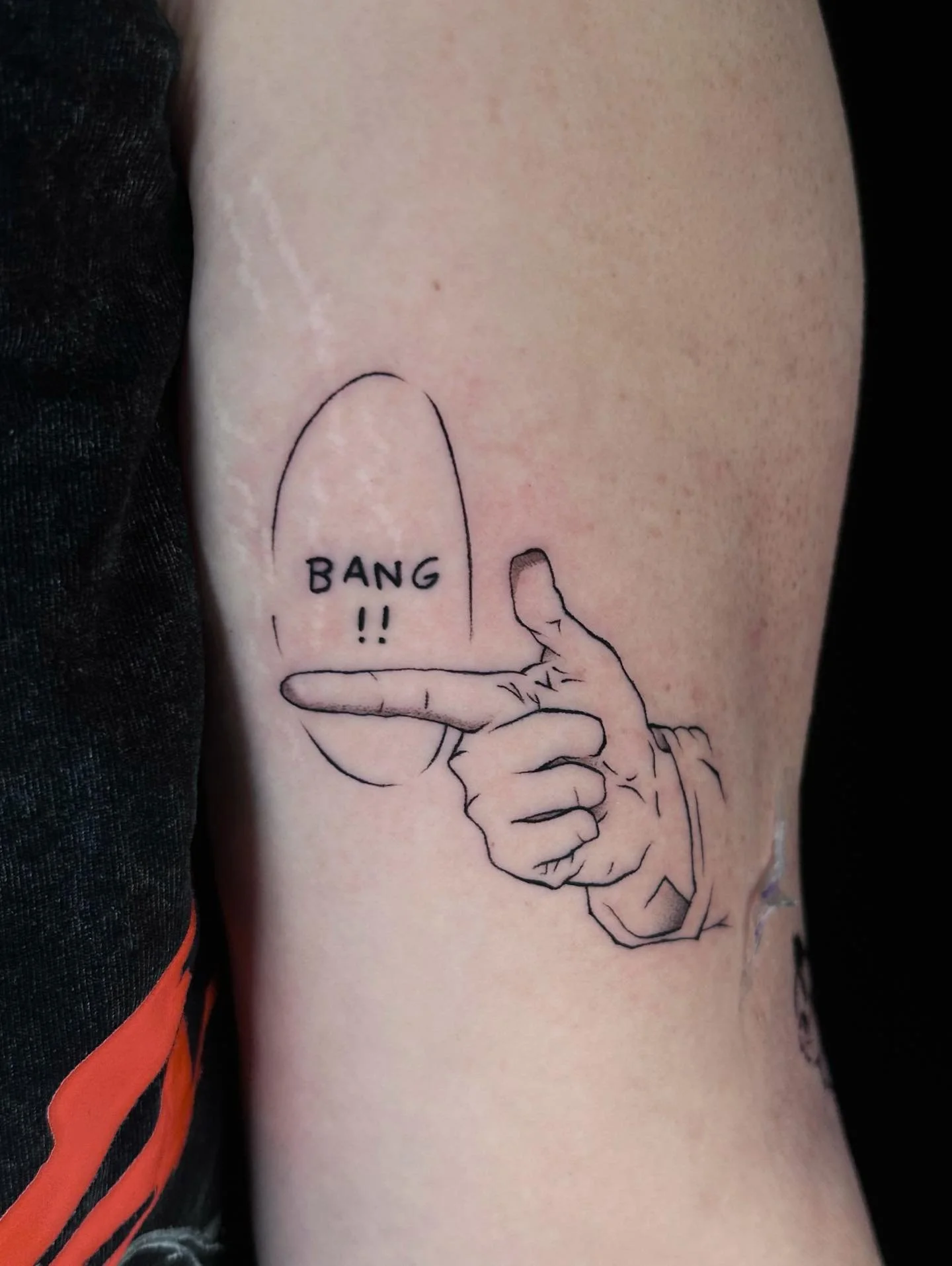 BANG! 

⭐️ Tattoo from the Anime Flash event yesterday! Thank you to everyone who showed up to get tattooed and to hang out! It was so exciting and so much fun&mdash; Until next time!! 

If you&rsquo;re looking to book an appointment or have question
