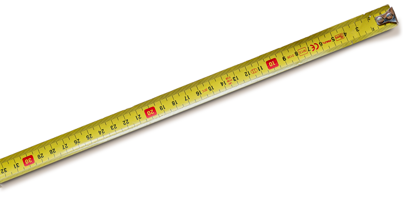 Yellow tape measure extended to 30 centimeters.