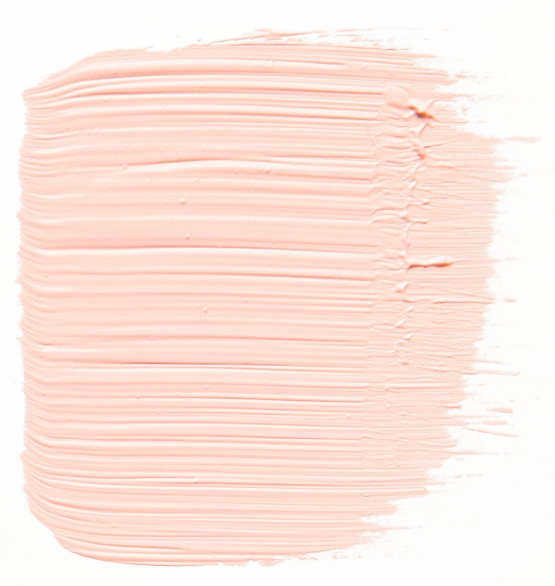 Brushstroke of light pink paint on white surface