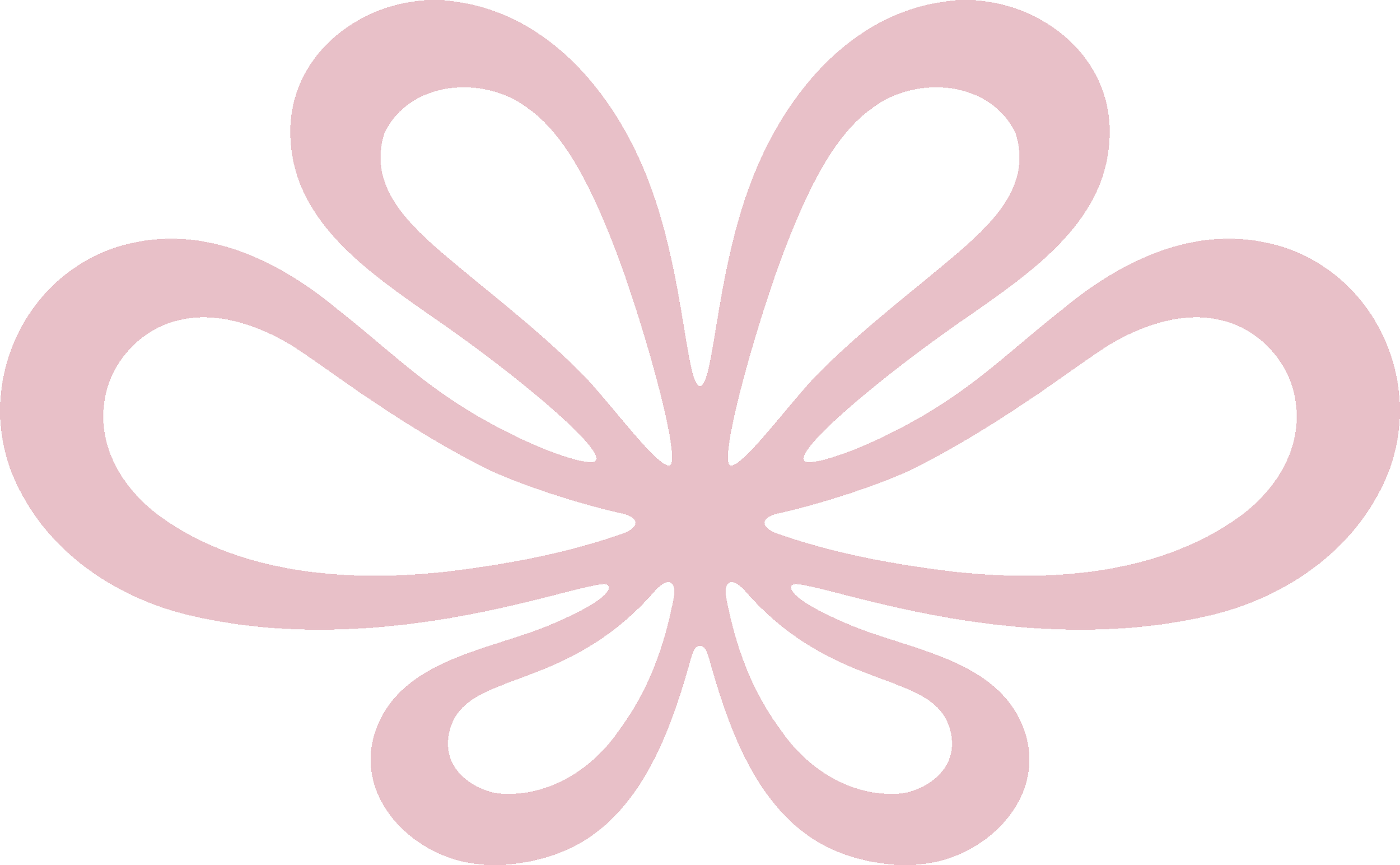 The Pilates Room Icon. A symmetrical pink floral design with curved petal-like shapes.