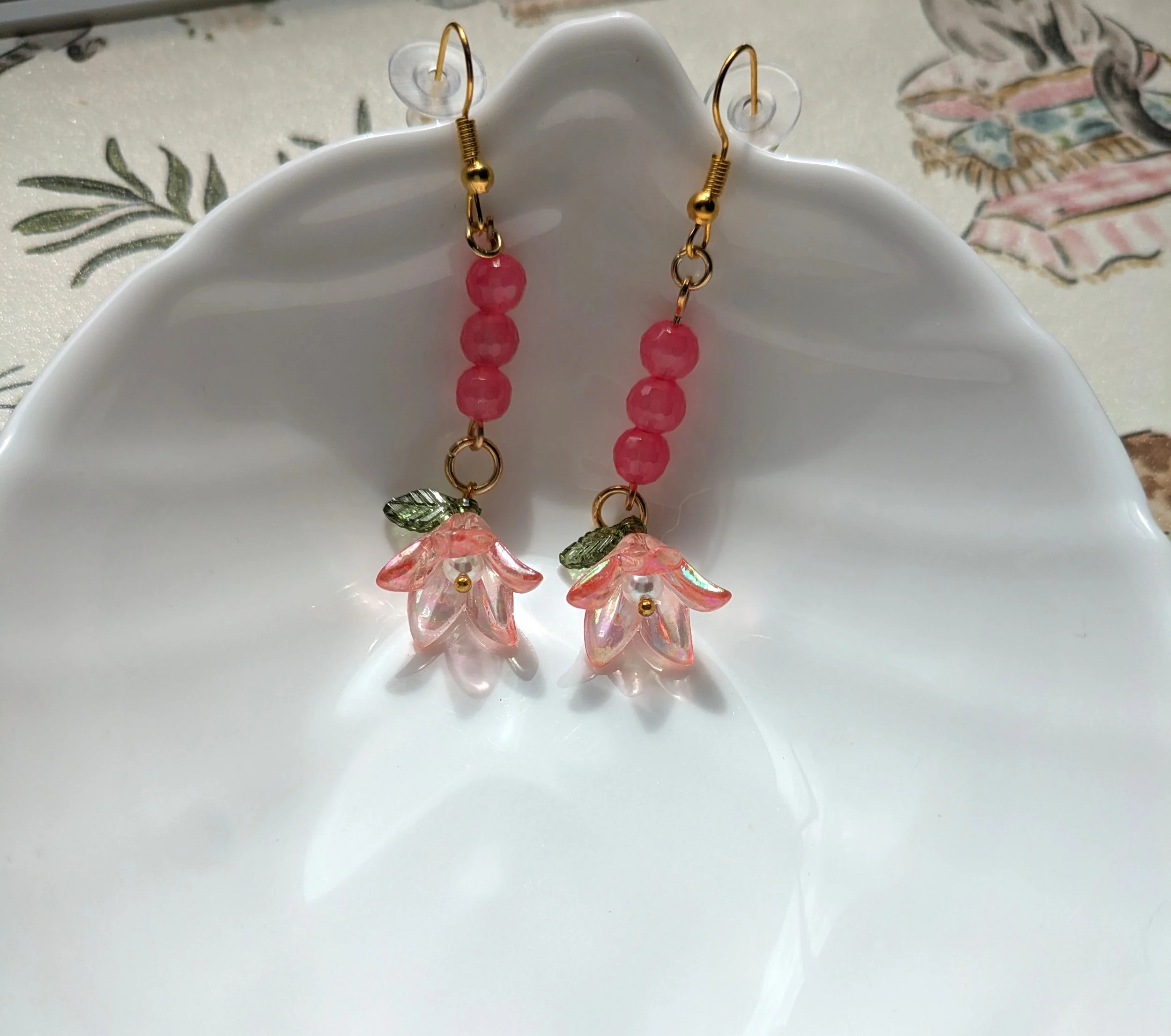 Coral Floral Earrings