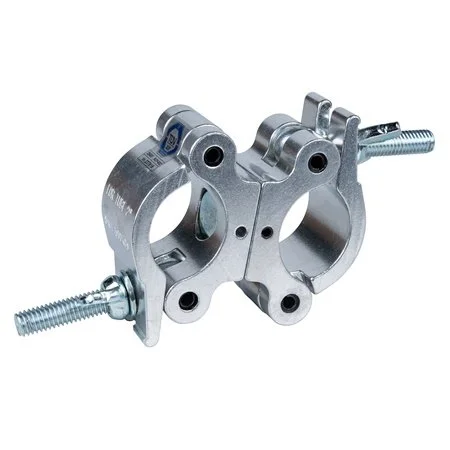 Support de fixation en métal avec deux cercles et vis filetées.