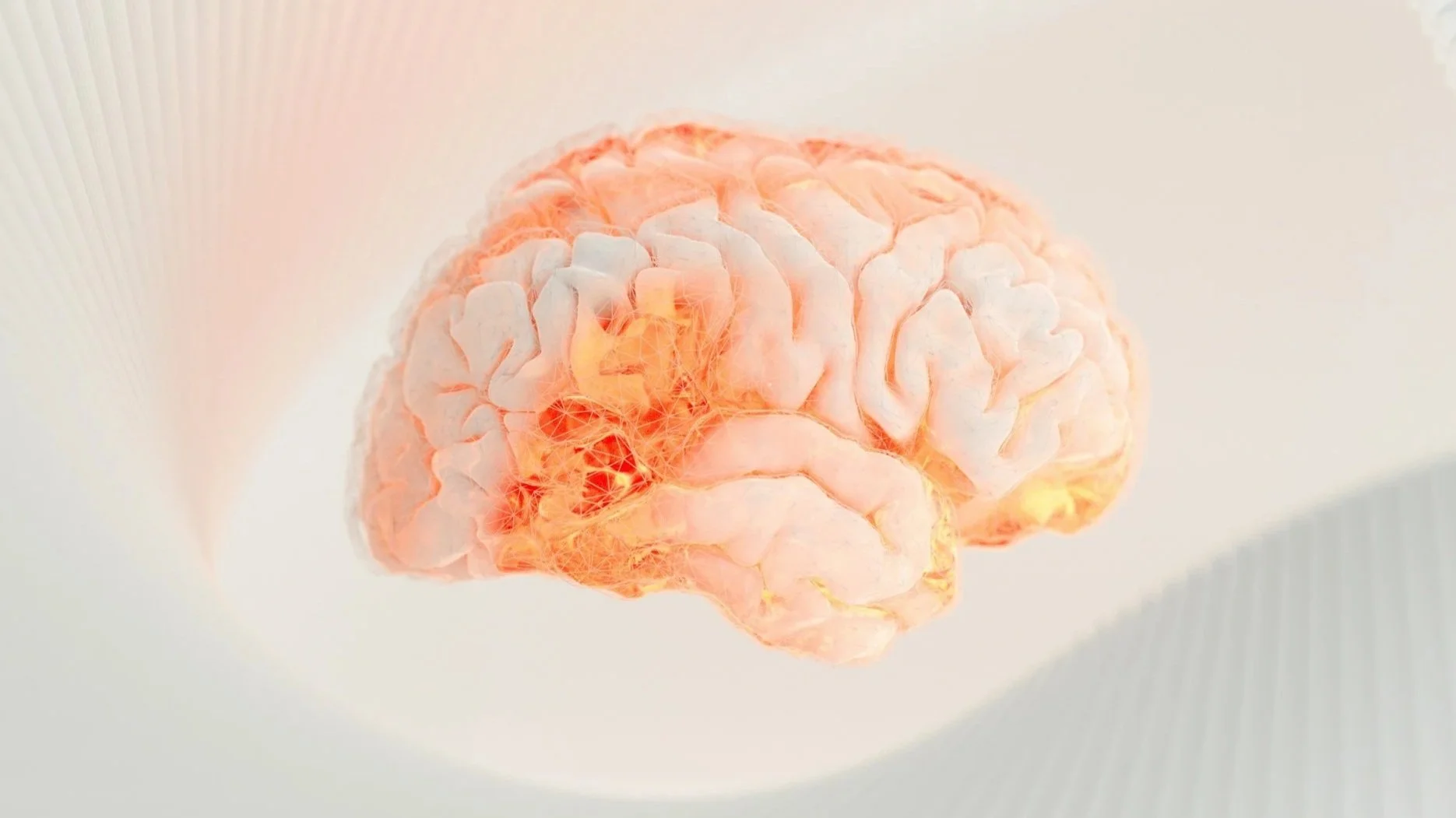 Illustration of a human brain with glowing neural network connections highlighted