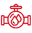 Red fire hydrant with a flame symbol