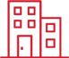 Simple black outline of a cityscape with buildings and windows.