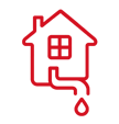 A red icon of a house with a keyhole, representing home or real estate.