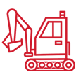 Red excavator construction vehicle